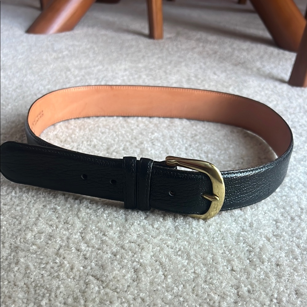 Coach Black Leather Belt with Gold Buckle